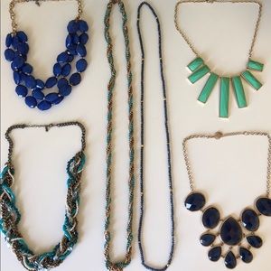 Blue and Teal Necklace Variety (6 included)